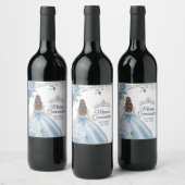 Quinceañera Dusty Blue Wine Bottle Party Label Wijn Etiket (Flessen)