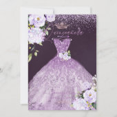 Quinceanera Dusty Lila Paars Silver Glitter Gown Kaart (Voorkant)