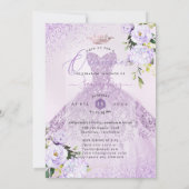 Quinceanera Dusty Lila Paars Silver Glitter Gown Kaart (Achterkant)