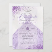 Quinceanera Dusty Paars Silver Glitter Gown Kaart (Achterkant)