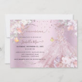 Quinceanera Dusty Roos Glitter Gown Sweet Peas Kaart (Voorkant)