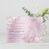 Quinceanera Dusty Roos Glitter Gown Sweet Peas Kaart (Staand voorkant)