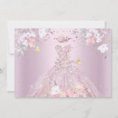 Quinceanera Dusty Roos Glitter Gown Sweet Peas Kaart (Achterkant)