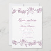  Quinceanera Dusty Roos Roze Bloemen Party Kaart (Voorkant)