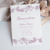  Quinceanera Dusty Roos Roze Bloemen Party Kaart