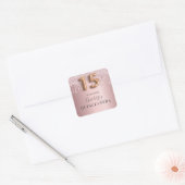 Quinceanera dusty roos roze glitter monogram vierkante sticker (Envelop)