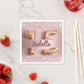 Quinceanera dusty roos roze glitter-naam servet (Insitu)