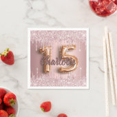 Quinceanera dusty roze roze roze roze glitter drup servet (Insitu)