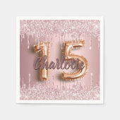 Quinceanera dusty roze roze roze roze glitter drup servet (Voorkant)