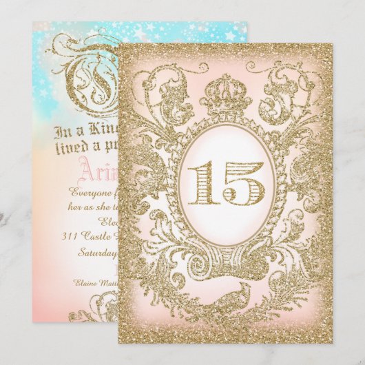 Quinceañera Eén keer op een time Prinses Uitnodigi Kaart (Voorkant / Achterkant)