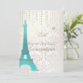 Quinceanera/Eiffel Blue/Princess/Crown Kaart (Staand voorkant)