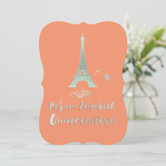 Quinceanera/Eiffel/Mint/DIY bckgrnd/Princess/Crown Kaart (Staand voorkant)