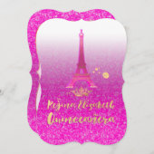 Quinceanera/Eiffel/Neon Pink/Princess/kroon Kaart (Voorkant / Achterkant)