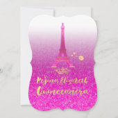 Quinceanera/Eiffel/Neon Pink/Princess/kroon Kaart (Voorkant)