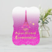 Quinceanera/Eiffel/Neon Pink/Princess/kroon Kaart (Staand voorkant)