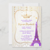 Quinceanera/Eiffel Tower/Parisian Princess/Paars Kaart (Achterkant)