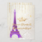 Quinceanera/Eiffel Tower/Parisian Princess/Paars Kaart (Voorkant / Achterkant)