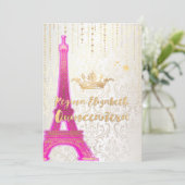 Quinceanera/Eiffel Tower/Parisian Princess/Paars Kaart (Staand voorkant)