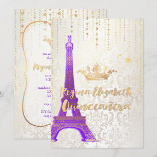 Quinceanera/Eiffeltoren/Parisian Princess/Paars Kaart
