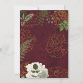 Quinceanera elegant charro burgundy white floral kaart (Achterkant)