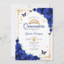 Quinceanera Elegant Chic Koningsblauwe Rozen Goud