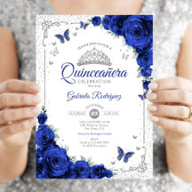 Quinceanera Elegant Chic Koningsblauwe Rozen Zilve