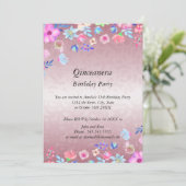 Quinceanera Elegant en Modern verjaardagsfeest roz Kaart (Staand voorkant)