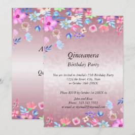 Quinceanera Elegant en Modern verjaardagsfeest roz Kaart