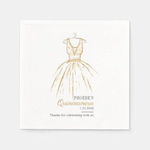Quinceanera Elegant Gold Dress Script 15 Birthday Servet
