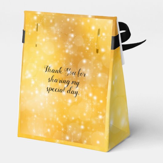 Quinceanera Elegant Goud, Sparkle Bedankdoosjes (Achterkant)