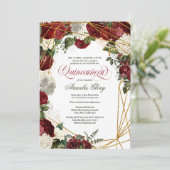 Quinceanera elegant groene witte bogundische bloem kaart (Staand voorkant)