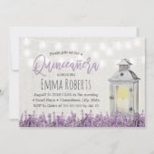Quinceanera Elegant Lavender Flowers White Lantern Kaart (Voorkant)