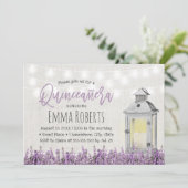 Quinceanera Elegant Lavender Flowers White Lantern Kaart (Staand voorkant)