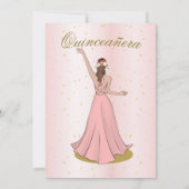 Quinceanera Elegant Pink Gold Kaart (Achterkant)