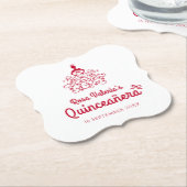 Quinceañera Elegant Rood Kartonnen Onderzetters (Gekanteld)