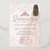 Quinceañera Elegant Roos Gouden Glitter Verjaardag Folie Uitnodiging (Voorkant)