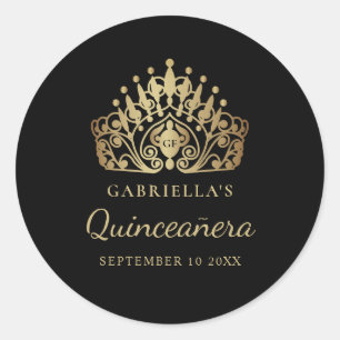 Quinceañera Elegante Prinses Tiara Kroon Ronde Sticker