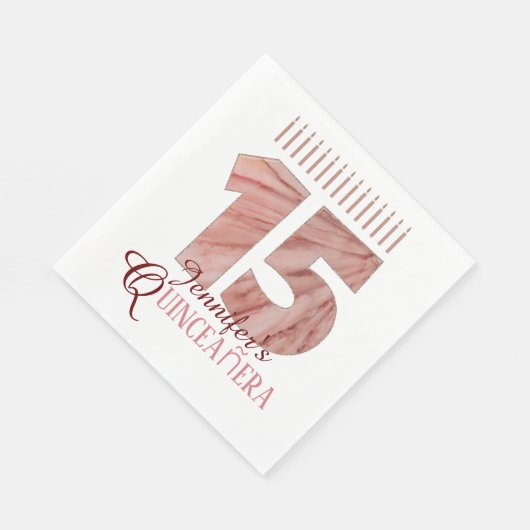 Quinceanera Elegante Roze Kaars15e Verjaardagsfees Servet (Hoek)