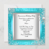 Quinceanera Elite Elegant Blauwgroen Birthday Part Kaart (Achterkant)