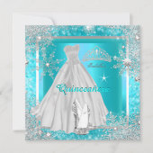 Quinceanera Elite Elegant Blauwgroen Birthday Part Kaart (Voorkant)
