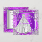 Quinceanera Elite Elegant Paarse Birthday Party Kaart (Voorkant / Achterkant)