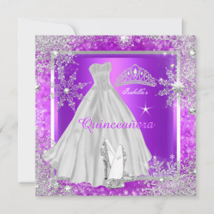 Quinceanera Elite Elegante Paarse Verjaardagsfeest Kaart