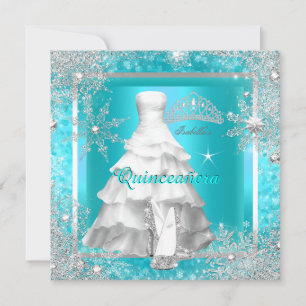 Quinceanera Elite Elegante Teal Verjaardagsfeest 2 Kaart