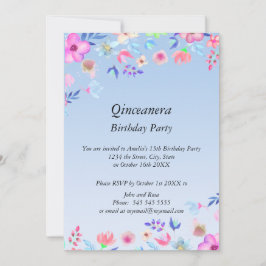 Quinceanera Elke verjaardagsfeestje blauw Kaart