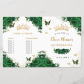 Quinceañera Emerald Bloemenvlinders Programma (Voorkant)