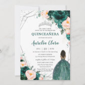 Quinceañera Emerald Blush Floral Brown Princess Kaart (Voorkant)
