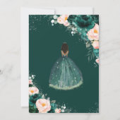 Quinceañera Emerald Blush Floral Brown Princess Kaart (Achterkant)