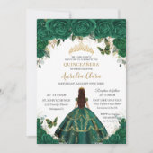 Quinceañera Emerald Floral Princess Gold Crown Kaart (Voorkant)