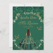 Quinceañera Emerald Floral Princess Gold Crown Kaart (Achterkant)