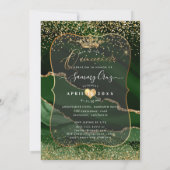 Quinceanera Emerald Green Agate Faux Gold Dust Inv Kaart (Achterkant)